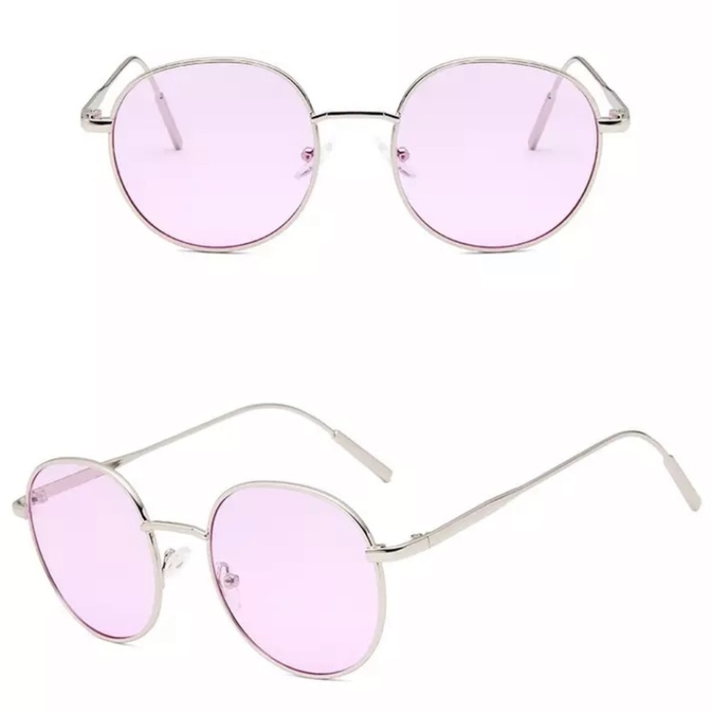 Korean Style Tinted Rounded Sunnies Silver Frame - Picture 3 of 4